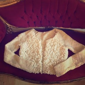 Fluffy beige cardigan- Anthropologie